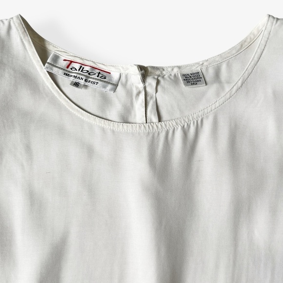 VTG 80s Herman Geist for Talbots Antique White Relaxed Short Sleeve Shirt Blouse - Picture 6 of 9